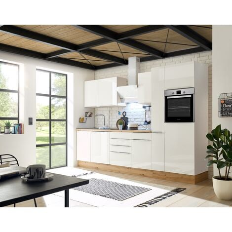 Küche Bianca Ecke I 210x330 cm Küchenzeile in Hochglanz weiß Küchenblock | Küchenzeilen mit Geräten