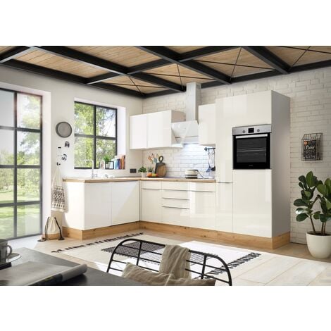 Küche Küchenzeile Winkelküche Marleen Premium 310 cm Weiß Artisan Eiche  Respekta | Küchenzeilen mit Geräten