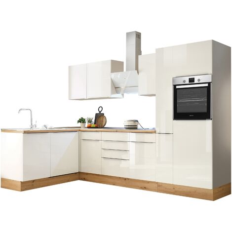 Küche Küchenzeile Winkelküche Weiß Premium 310 Respekta cm Eiche Marleen Artisan