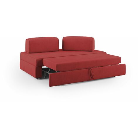 Liberty Canapé sans pouf amovible et dossier amovible en tissu imperméable T02 160 cm rouge (1/5)