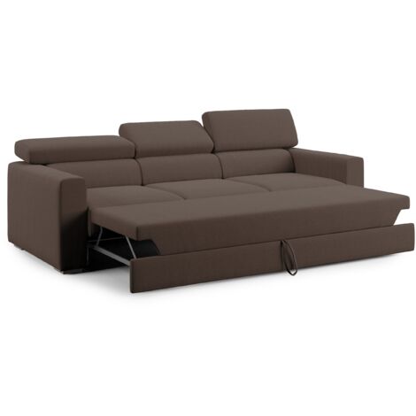 Dylan Canap avec pouf amovible  3 assises en tissu effet coton ...