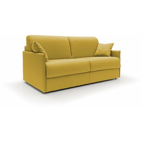 Evans Canapé lit convertible en tissu imperméable T13 169 cm (mat. 140x197) jaune (1/5)
