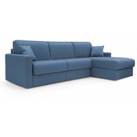 Chris Canapé d'angle 5 places en tissu imperméable 268 cm Gauche Bleu