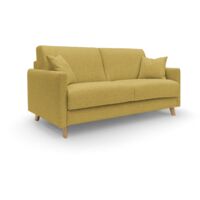 Edgar Canapé lit convertible en tissu FELIS imperméable T03 160 cm (mat. 120x197) jaune