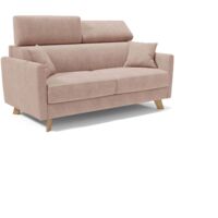 Francy Canapé convertible avec têtières réglables en tissu T17 200 cm (mat. 160x197) Rose