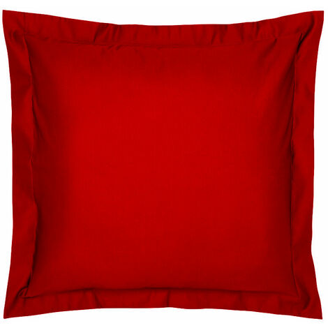 Umberto Ravelli – Lot de 2 taies d'oreillers en coton 65 x 65 cm – Volant plat 5 cm – Couleur rouge pour literie élégante