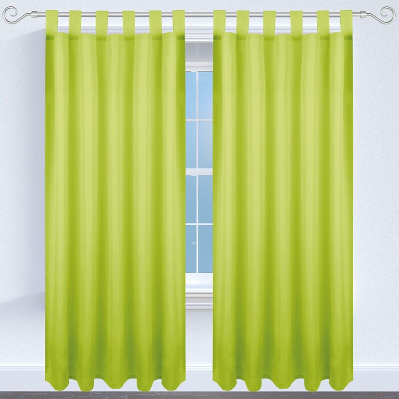 Gardine mit Schlaufen 140x145 cm ( Breite x Länge ) in Grün, blickdichter  Vorhang, Schlaufenvorhang in vielen Variationen