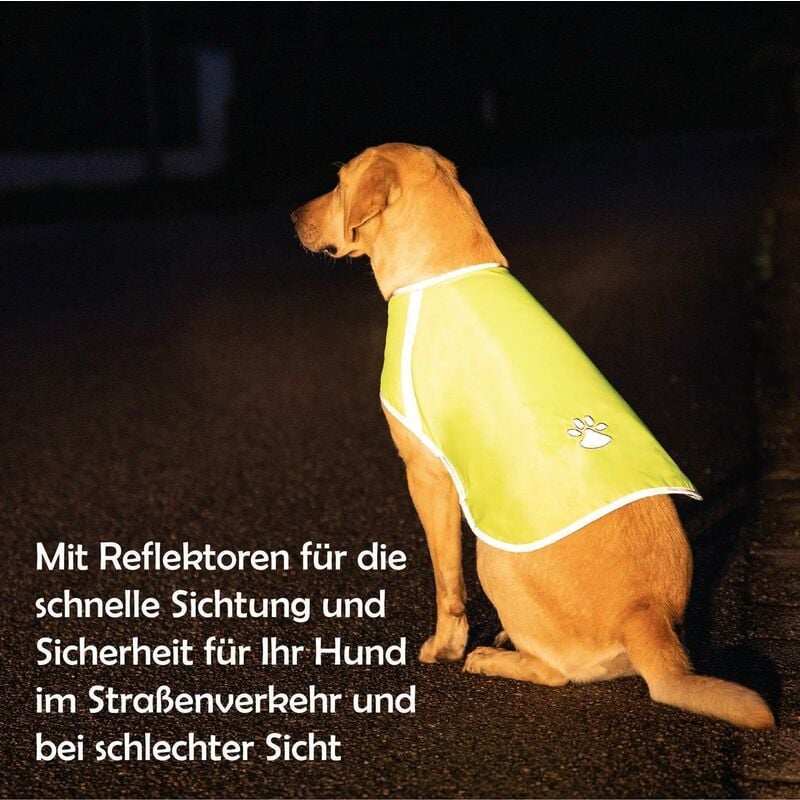 Reflektierende Hundewarnweste Gelb - Größe: S - ( ÖKO-TEX ) - Robust vers.  Größen - Reflektorweste mit Futterstoff - Sicherheitsweste Hunde, Jacke  Mantel