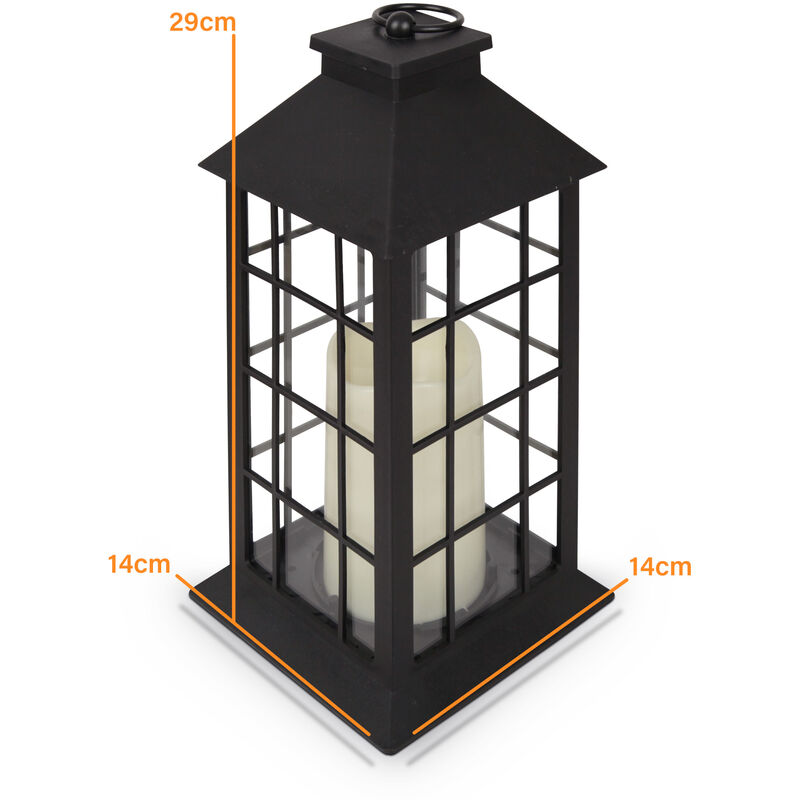 Laterne Retro Windlicht ( 32cm ) mit flackernder LED-Kerze,  Batteriebetrieben, Innenbereich - Dekorative Lampe mit brennenden Docht  Effekt