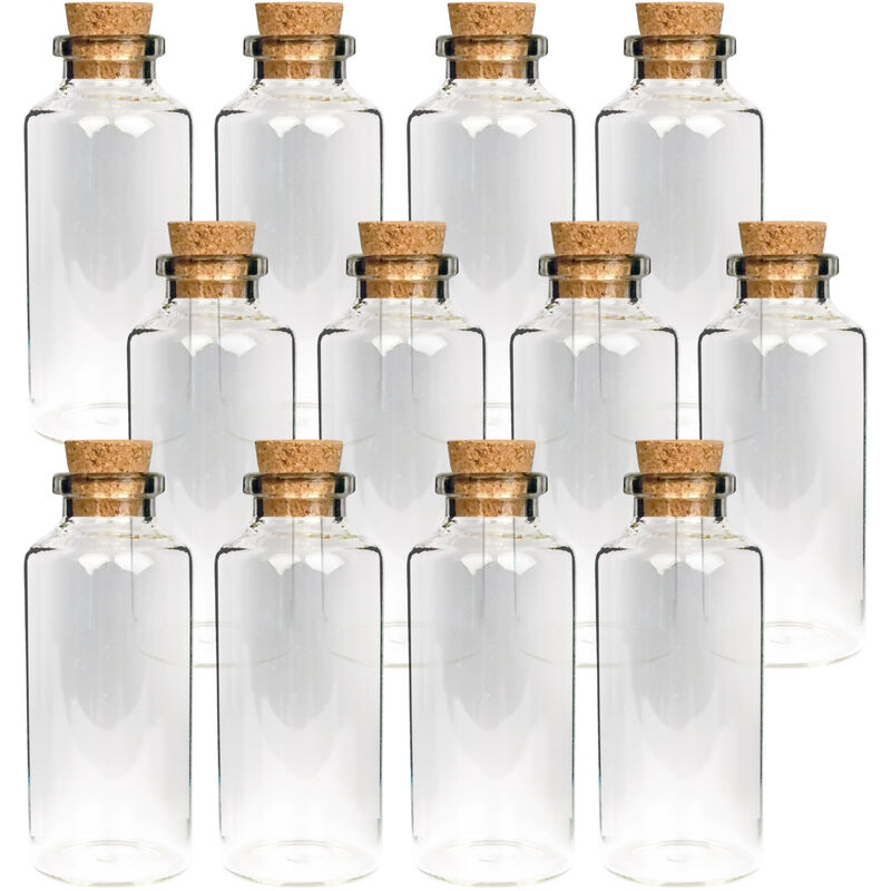 30 Stücke Flasche aus Korkglas, Kleine Glasflasche, Mini Glasflasche, für  Bastelmaterial, Ornamente, Hochzeitsdekorationen und Musterflaschen(Glas)