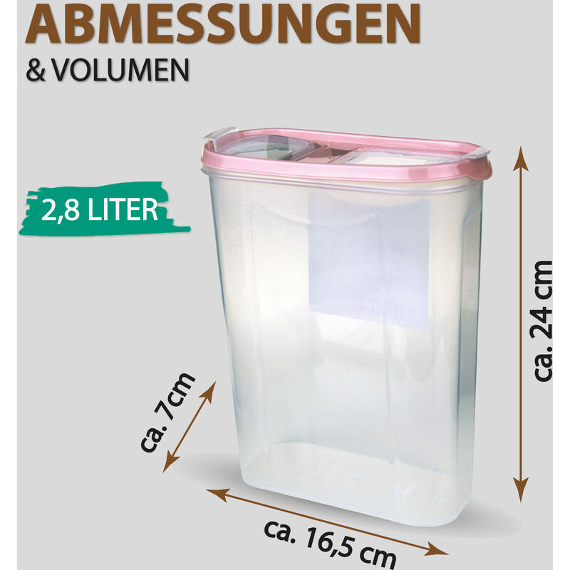 Vorratsdosen mit Deckel 2,8 Liter ( Altrose ), Luftdicht Schüttdose BPA  frei für Lebensmittel, Vorratsbehälter Set - Frischhaltedosen Klappdeckel