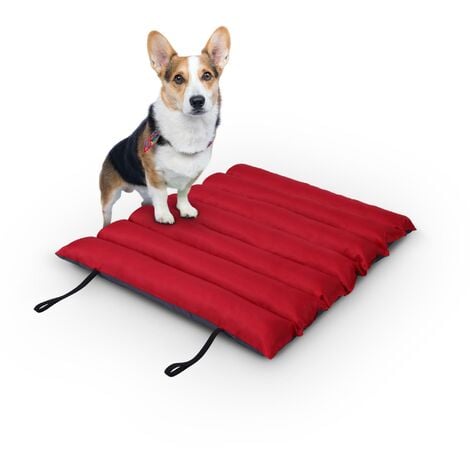 Hundematte 85x70cm ( Rot ) - Outdoor - wasserabweisend & atmungsaktiv -  Hundebett gepolstert - waschbares Hundekissen für draußen