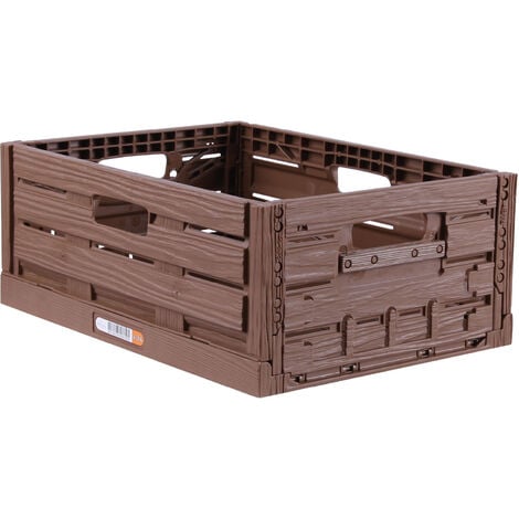 Stabile Klappbox in Holzoptik 40 x 30 x 16,3cm ( 16 L ) Stapelbare  Lagerkisten - Faltbarer Einkaufskorb 