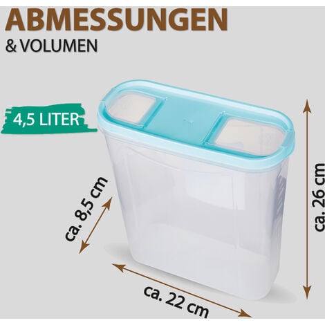 Vorratsdosen mit Deckel 4,5 Liter ( Türkis ), Luftdicht Schüttdose BPA frei  für Lebensmittel, Vorratsbehälter Set - Frischhaltedosen 2 Klappdeckel