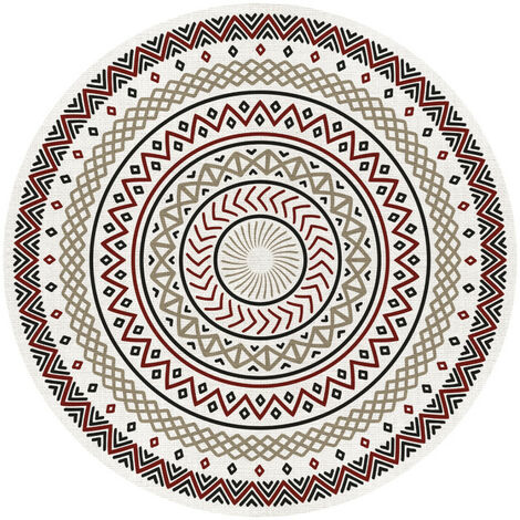 Tapis rond en coton D120cm NOMADE - Noir et blanc - Veo shop