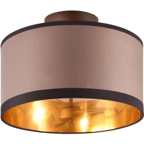 Plafoniera 2 luci, metallo e tessuto, nero e taupe, D30 cm, Davos (1/5)