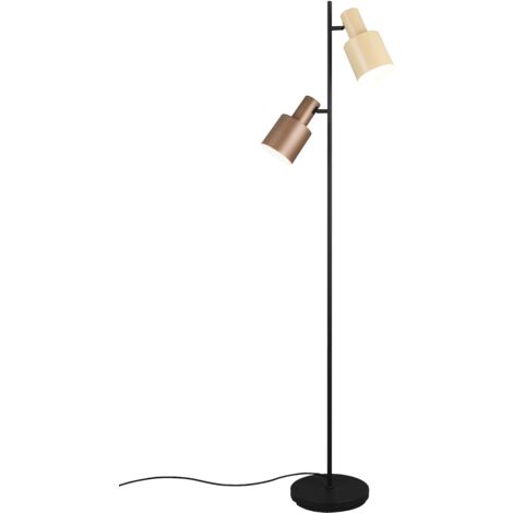 Lampada da terra 2 luci, metallo, beige e caffè, H 160 cm, Agudo (1/5)