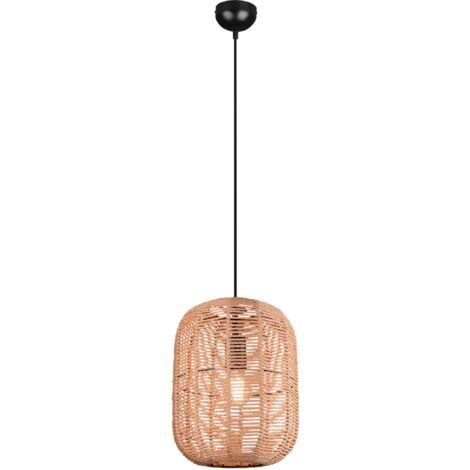 Lampada Sospensione Soffitto Interno Diffusore Nero e Corda 35 cm Runa GD Trio (1/4)