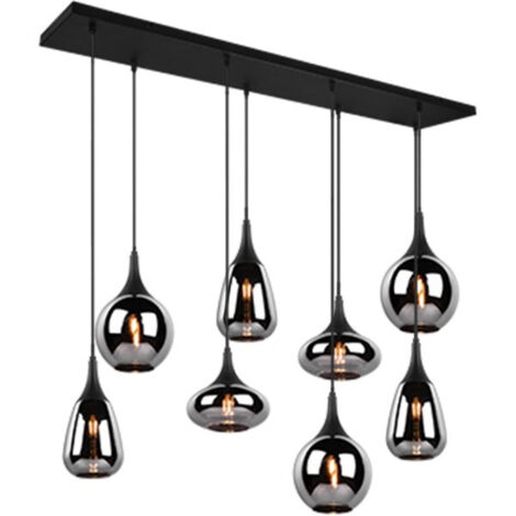 Lampada a sospensione 6 luci, nero opaco e cromato, L 121 cm, Lumina (1/5)