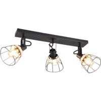 Barra 3 luci, rattan e metallo, naturale e nero, L 62 cm, Jerome