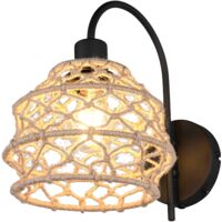 Applique, canapa e metallo, naturale e nero, H 32 cm, Hive