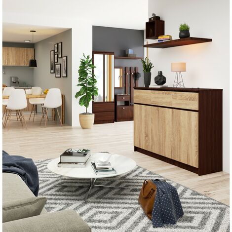 Mobile da Ingresso per Soggiorno Montloxs Credenza a 3 Ante e 1 cassetto Grande Bianca Armadio multimediale per elettrodomestici 88x30x70 cm Camera da Letto 