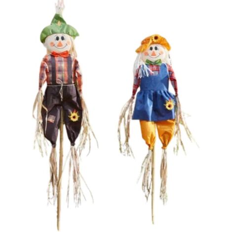 Extra Large Garden Scarecrow Rustic Autumn Decoration Outdoor Halloween Ornament with Bamboo Stake 160cm (1/5)