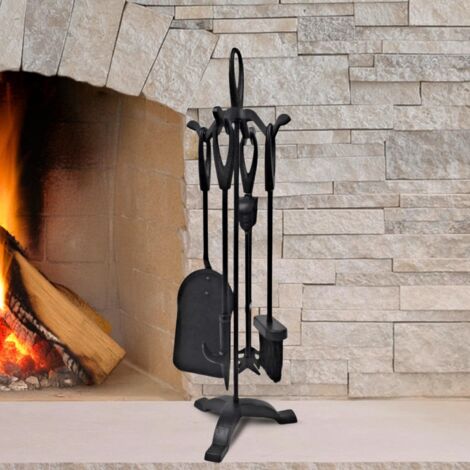 Fireside Companion Set 5-Piece Steel Fire Place tool set Poker, Brush, Shovel, Tongs and Stand (1/5)