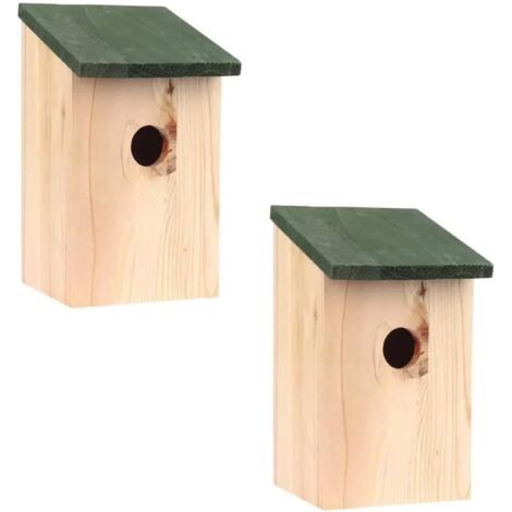 2x Traditional Wooden Nesting Bird Box Outdoor Robin Nest Durable Natural Wood Design Hanging Freestanding Birdhouse wild Animal House Garden Decor Accessories