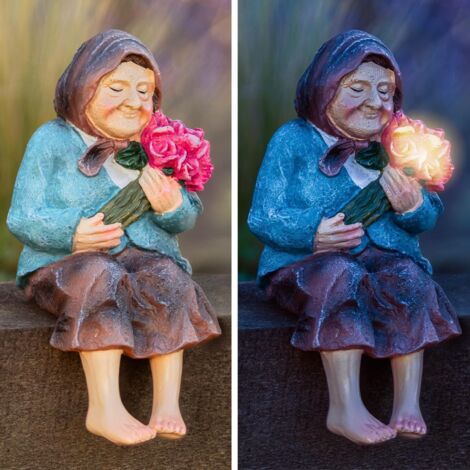 Solar LED Garden Ornament – Outdoor Resin Grandmother Statue for Patio & Garden Décor for Mum, Birthday or Housewarming (1/5)