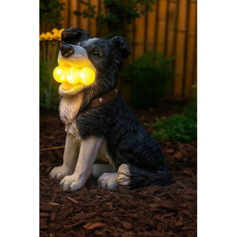 Solar Garden Dog Ornament Waterproof Resin Dog Statue with Light up Balls Figurine Solar Powered Garden Decoration Puppy Light for Outdoor, Patio (1/5)