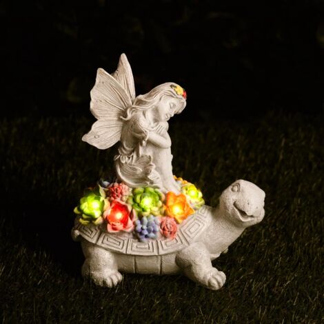 Solar Turtle Fairy Statue Garden Ornaments, Outdoor Decoration LED Solar Lights Faux Succulent Plant for Patio, Balcony and Lawn Garden Tortoise Figurine Decor Gardening Gift (1/5)