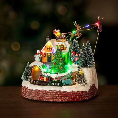 Christmas Decoration Light up Christmas Village Scene Train Decorations Moving Decoration for Table Top XMas Decorations, Windowsill (1/5)