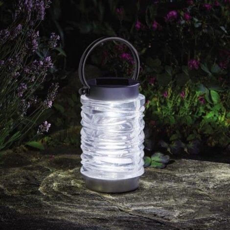 Solar Outdoor Lantern Lights Set of 2 10 Lumen Stainless Steel & Glass Hanging Solar Lights for Patio Garden Pathway (1/5)