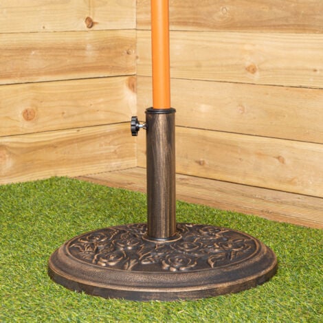 Rattan Effect Garden Parasol Umbrella Base - Heavy Duty Weatherproof Traditional Adjustable Black Resin Umbrella Stand for Patio, Garden, Outdoor, Camping - Black (10Kg)