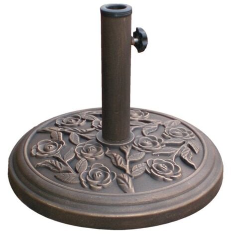 Rattan Effect Garden Parasol Umbrella Base - Heavy Duty Weatherproof Traditional Adjustable Black Resin Umbrella Stand for Patio, Garden, Outdoor, Camping - Black (10Kg)