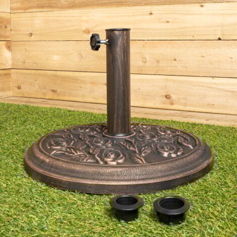 Rattan Effect Garden Parasol Umbrella Base - Heavy Duty Weatherproof Traditional Adjustable Black Resin Umbrella Stand for Patio, Garden, Outdoor, Camping - Black (10Kg)