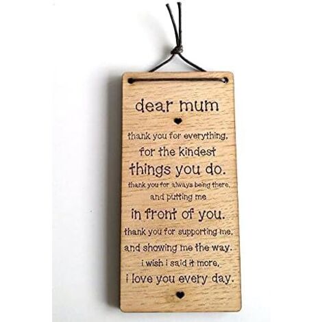 Dear Mum "Thank You For Everything" Plaque Inspirational Wooden Hanging Wall Art (1/3)