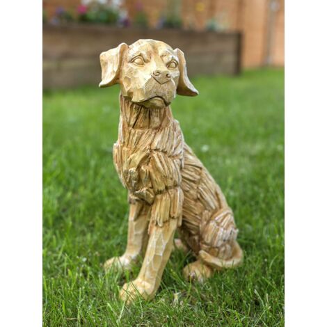 Wood Effect Resin Dog Statue