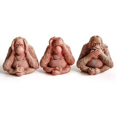 Hear, See, Speak No Evil 3 Set Garden Ornaments Outdoor 3 Wise Monkeys with Stone Effect - Large Weatherproof Vintage Garden Statues