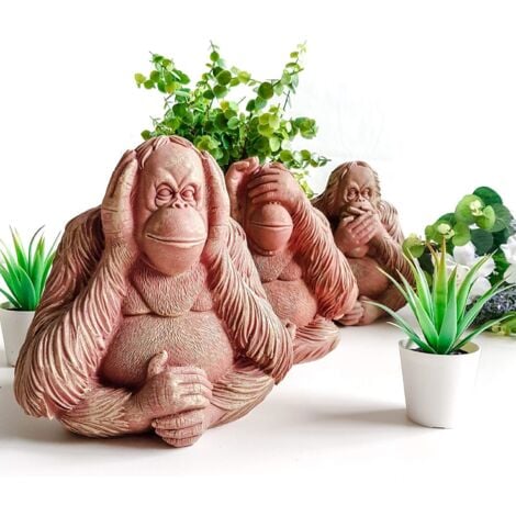 Hear, See, Speak No Evil 3 Set Garden Ornaments Outdoor 3 Wise Monkeys with Stone Effect - Large Weatherproof Vintage Garden Statues