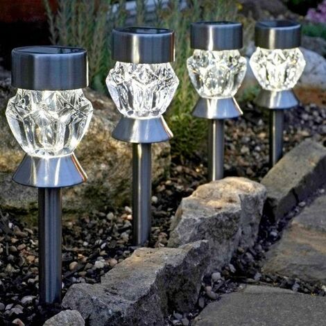 4x Colour Changing LED Solar Powered Stake Lights