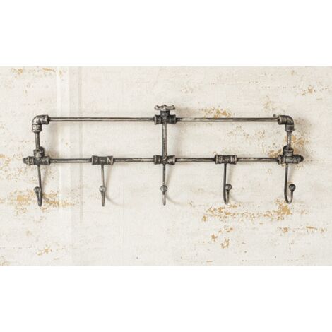 Metal Coat Hook Victorian Style Industrial Pipework Wall Mounted Coat Rack, 5 Hooks Coat Hangers Metal Hat And Coat Stand Urban Chic Home Deco