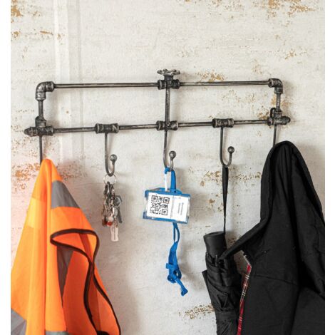 Metal Coat Hook Victorian Style Industrial Pipework Wall Mounted Coat Rack, 5 Hooks Coat Hangers Metal Hat And Coat Stand Urban Chic Home Deco