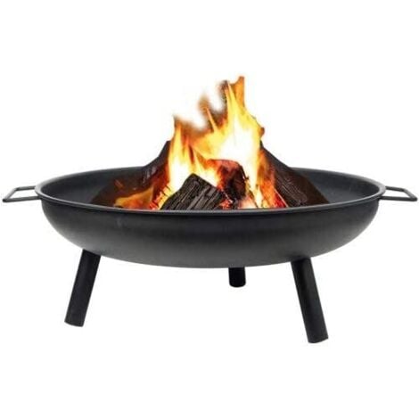 23" Round Iron Fire Pit for Garden with Legs - Wood Burner Firepit Portable Heater Log Burner Heat Resistant Fire Bowl for Outdoor Patio, Decking, Picnics, BBQ Camping