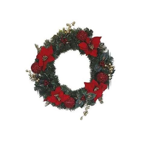Christmas Wreath Large 50cm Red & Gold Xmas Wreath With Baubles