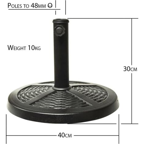 10kg Round Rattan Effect Parasol Base