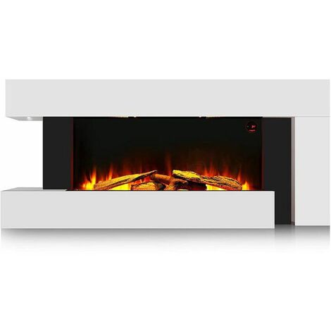 White Wall Mounted Electric Fire Place