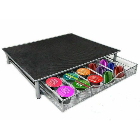 Dolce Gusto Coffee Pod Holder,Stacking 36 Capsule Coffee Pod Storage Drawer,Stainless Steel Frame With Anti Vibration Non Slip Surface,dolce gusto coffee pod stand in Black