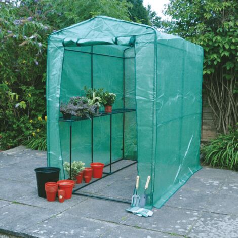 Walk In Greenhouse Large Garden Greenhouse with Shelves Steel Frame PVC Cover Outdoor Grow House for Plants (1/3)